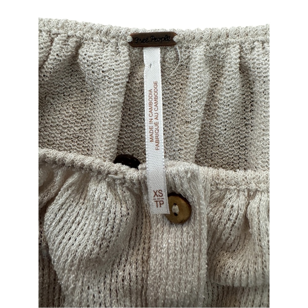 Free People Oversized Knit Balloon Sleeve Blue Bell‎ Henley XS Beige Long Sleeve - Picture 7 of 14